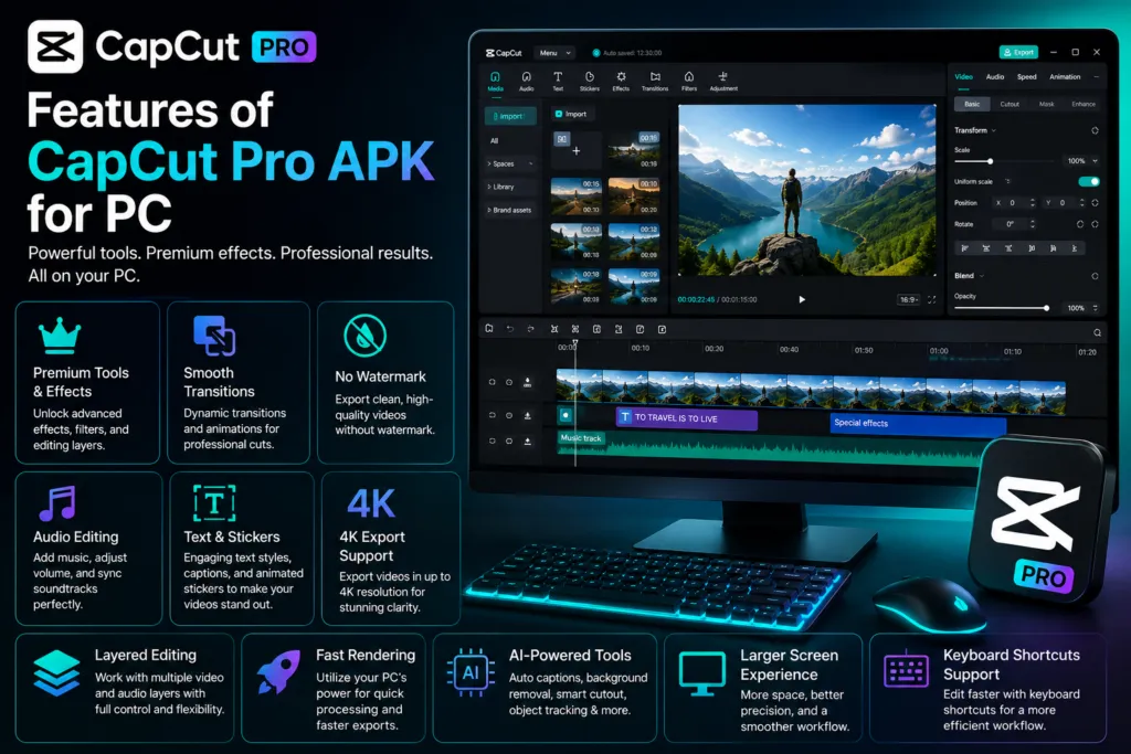 Features of CapCut Pro APK for PC